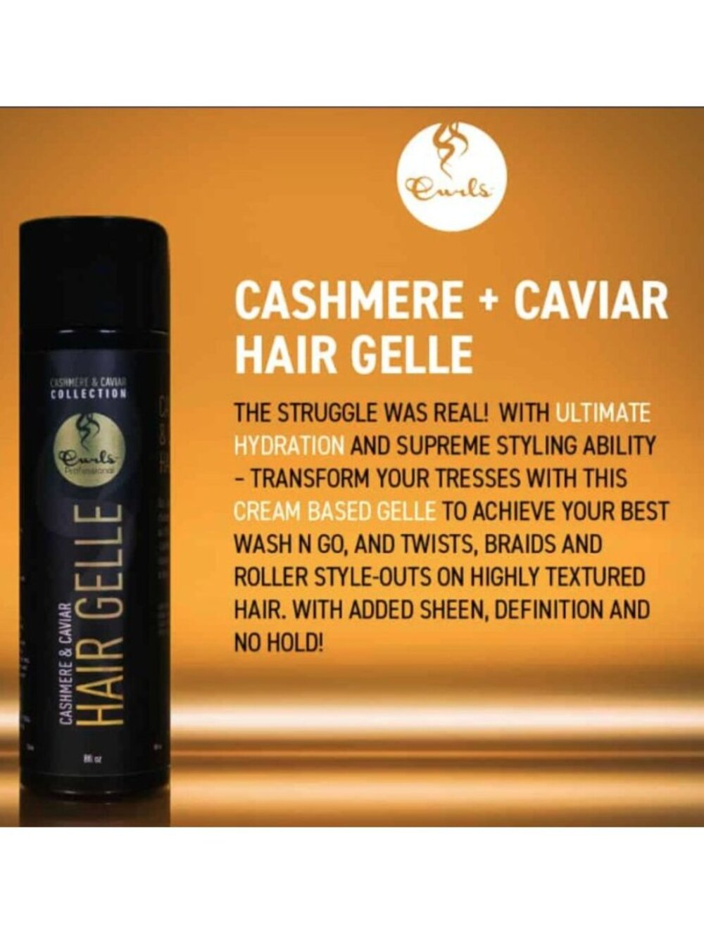 NEW Curls Professional Cashmere + Caviar Hair Gelle For Kinky Textured Hair